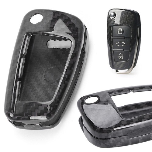 Carbon Fiber Car Fob Key Case Shell Cover Replacement For Audi A3 A4 TT ...
