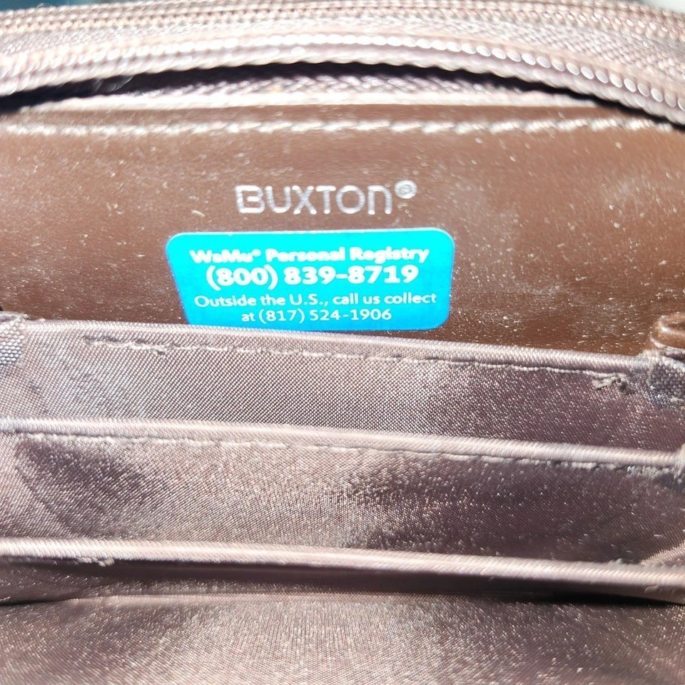 Cartera Acordeón Marrón Buxton Portatarjetas ID Ventana Arco Acento Pequeño Foto 4 de 4