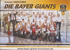 Mannschaftskarte Mannschaftsfoto Bayer Giants Saison 2003/2004