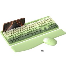 Colorful Wireless Computer Keyboard and Mouse Combo with Phone Holder, Wrist ...