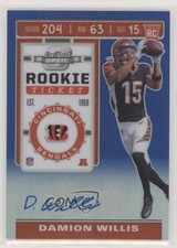 2019 Contenders Optic Rookie Ticket Blue Prizm 32/75 Damion Willis Auto 06v4
