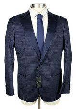  3795 Giorgio Armani Soho Dinner Jacket 38 R Navy Silk Tuxedo Blazer 48 EU