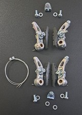 Fahrrad Cantilever Bremsen Satz silber VR + HR mit Verbindungskabel & Schrauben