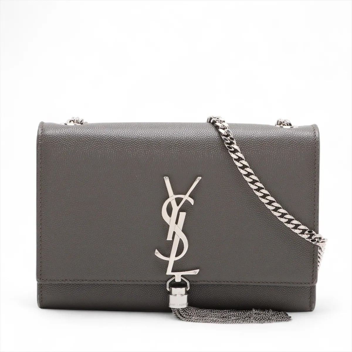 Saint Laurent Paris Classic Kate Leather Chain Shoulder Bag Gray 474366