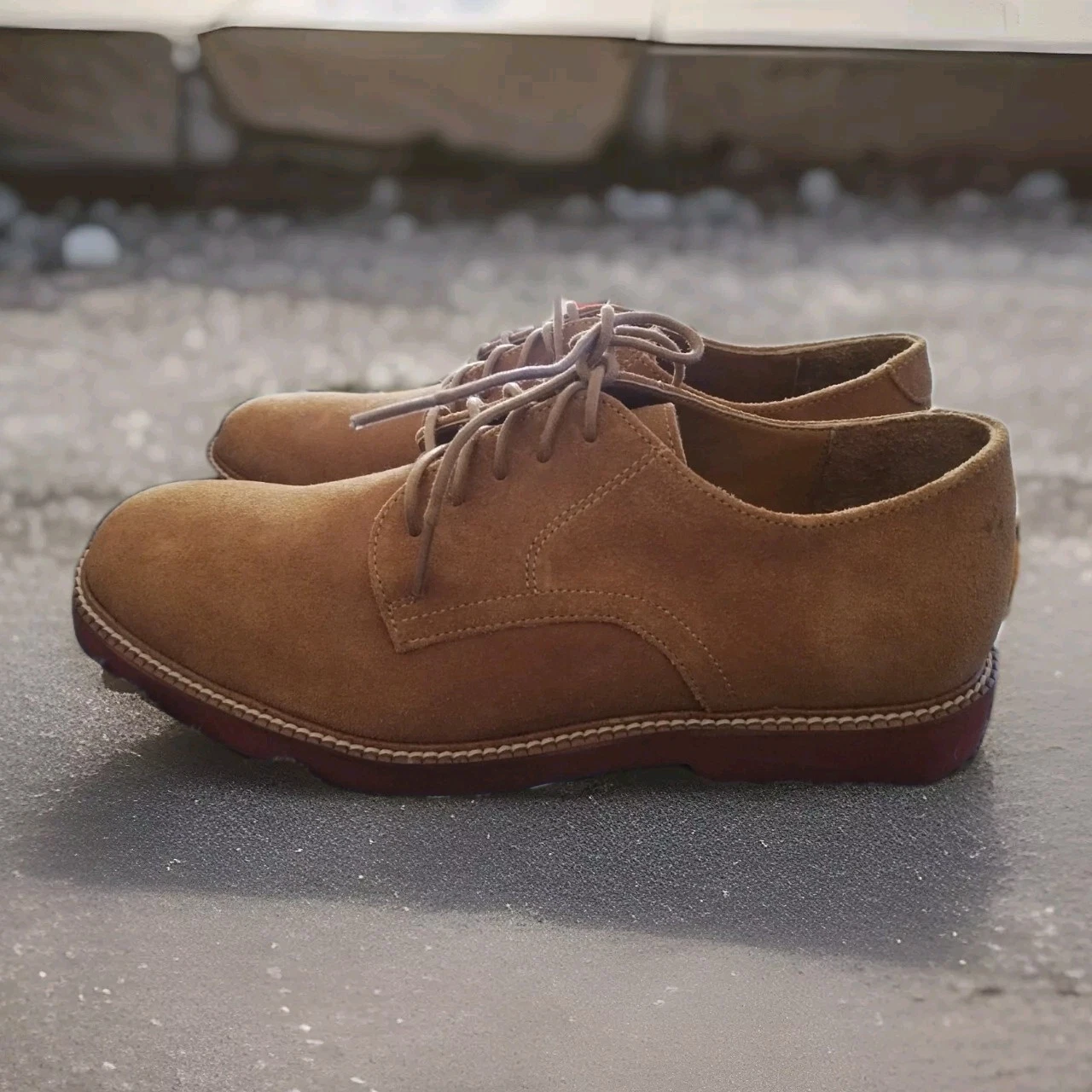 LL Bean Suede Lace Up Oxford Mens Size 7.5 EE Rubber Sole - Unworn