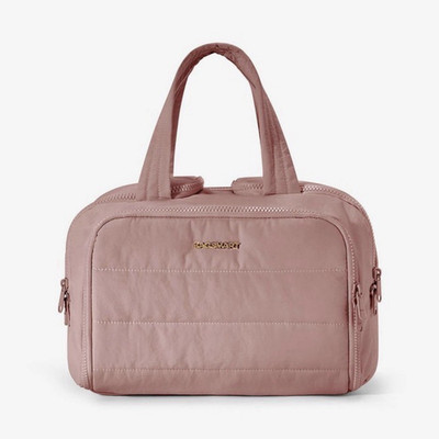 BAGSMART Pink Makeup Bag Travel Cosmetic Organizer with Handle Zipper