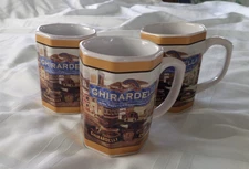 Ghirardelli set of 3 Octogen Mugs Same pictures on all three Owned