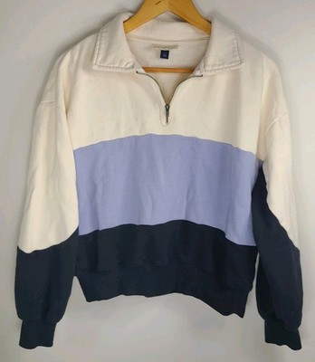 Universal Thread Womens Quarter Zip Sweatshirt Size Small Colorblock Cutoff