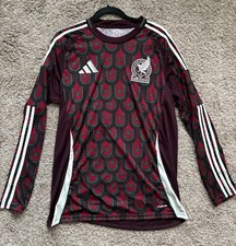 adidas Mexico Soccer Jersey Long Sleeve Slim Fit Large #9 Burgundy/Green