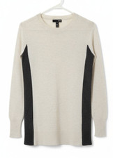 Aqua cashmere womens small sweater gray cream gray light cashmere color block