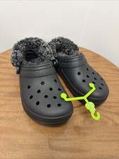 Crocs Classic Fleece Lined Fuzzy Clog Black US M7/W9 faux fur slip on cozy warm