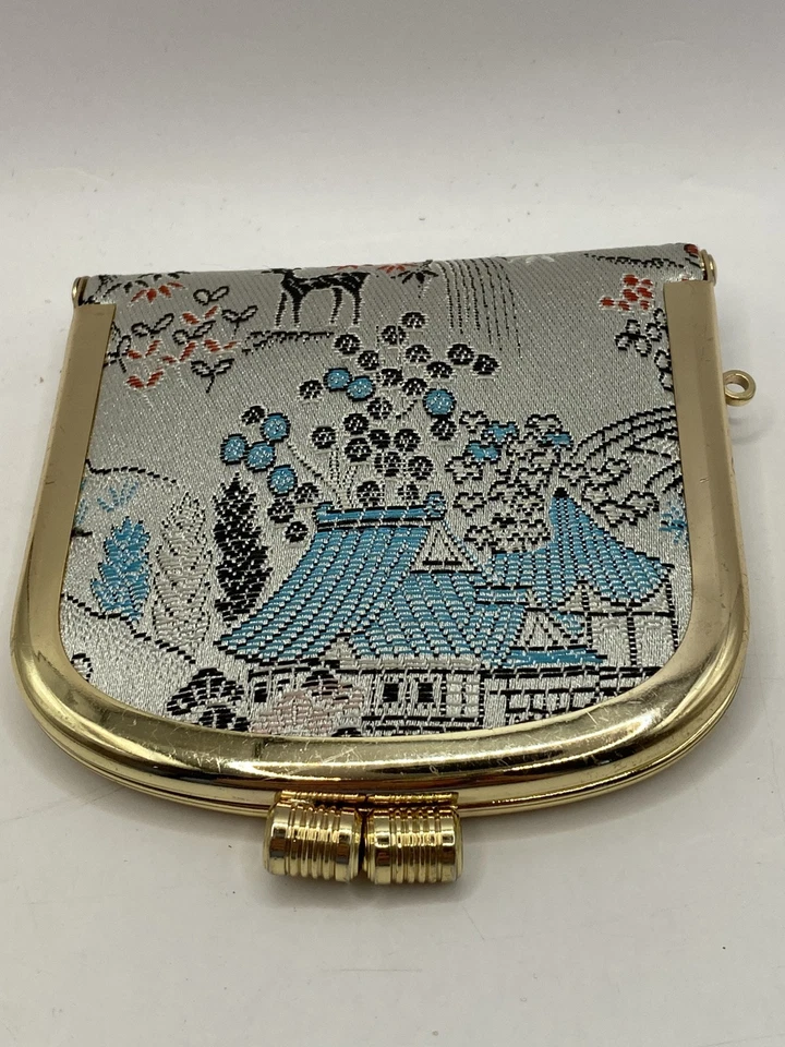 Monedero japonés raro de colección Nishijin Ori cartera pequeña excelente estado Foto 2 de 4