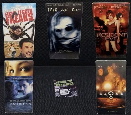 2000s Horror/Thriller VHS Lot - Swimfan, Fear Dot Com, Signs, Resident Evil +1