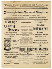 2/10/1895 SAN FRANCISCO SUTRO BATHS BATHHOUSE "GRAND JUBILEE CONCERT" PROGRAM