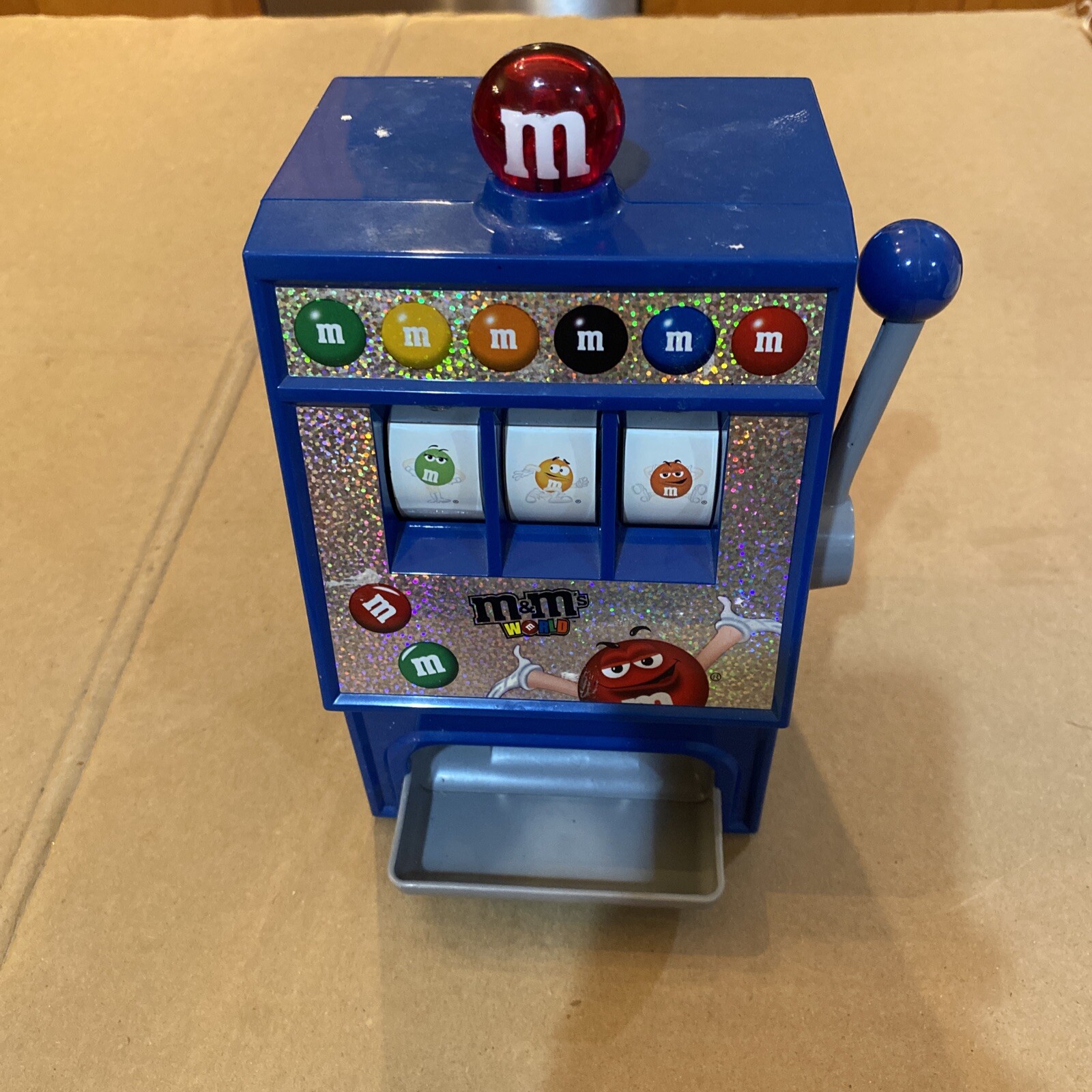 M&M's World Slot Machine Candy Dispenser, Blue, Las Vegas Lights Reels