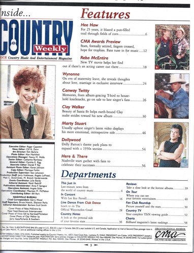 Country Weekly Magazine-10-4-94-Reba on Cover, Clay Walker Feature - Picture 2 of 4