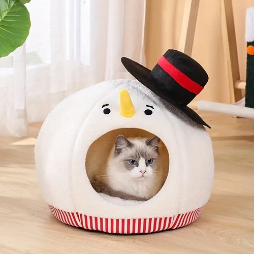 New Christmas Snowman Cat House, Pet House, Thickened Warm Pet Bed ,Great Gift - Picture 6 of 8