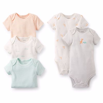 CARTER'S 5PK BODYSUITS FOR INFANT BOYS~GIRAFFE THEME~SIZE 6, 9 OR 12M~NEW W/TAGS