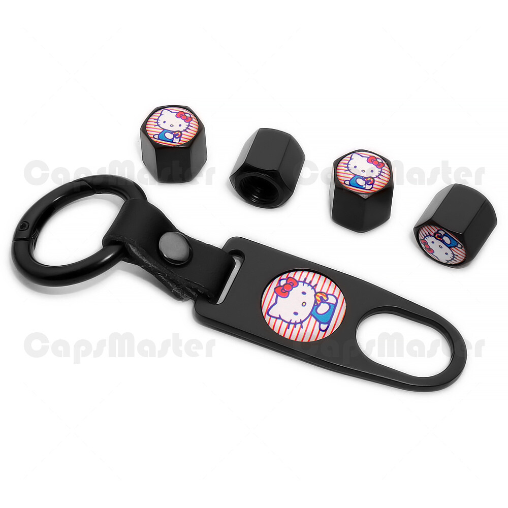 Universal Car Wheel Tire Valve Dust Stem Air Cap Keychain Pink Hello