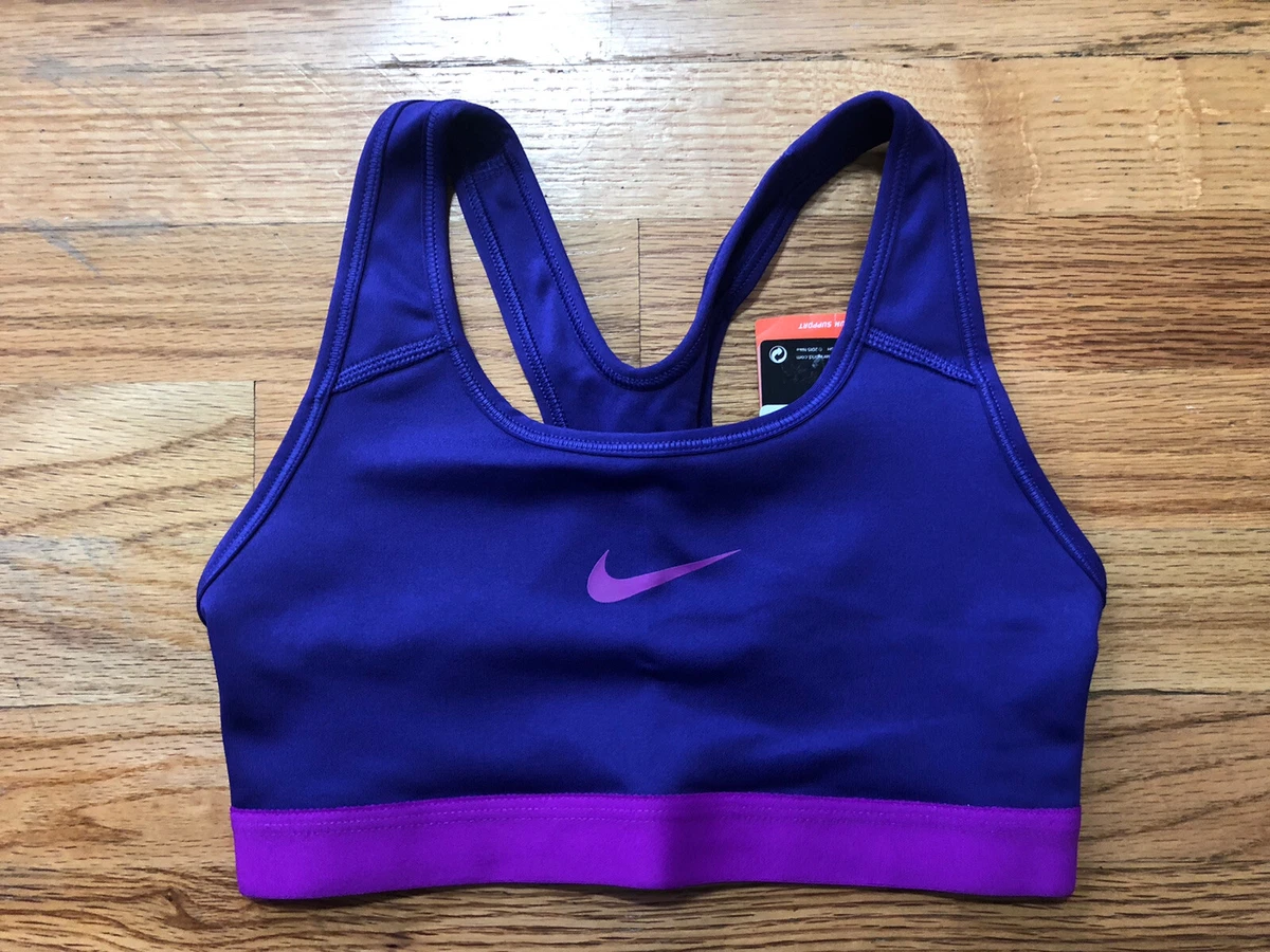 Nike Pro New with tag classic logo sports BRA Medium Support Size XS Purple