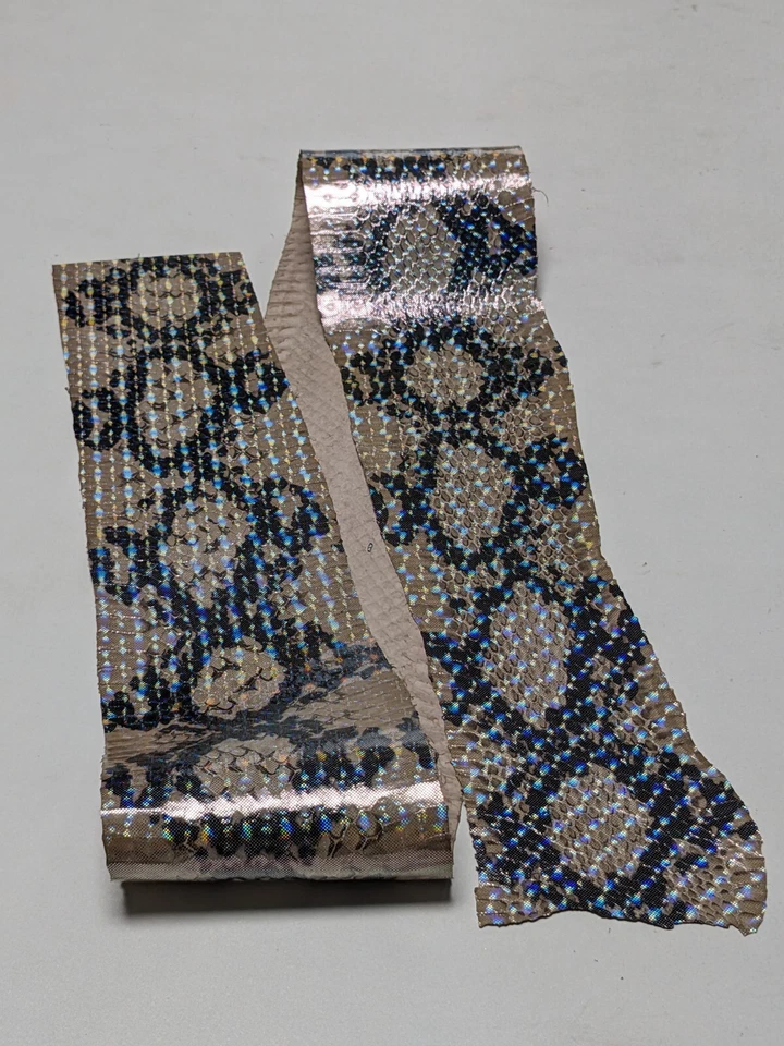 Python Print Showgirl Elaphe Snake Skin Snakeskin Leather Metallic Dots Taupe - Image 2 of 3