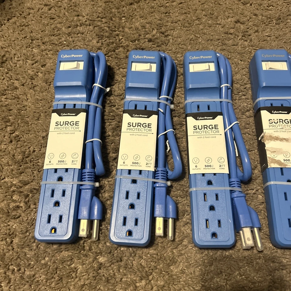 NEW CyberPower 2  ft. Outlet Surge Protector, Blue New-Bundle Of 6! NEW! - Image 2 of 4
