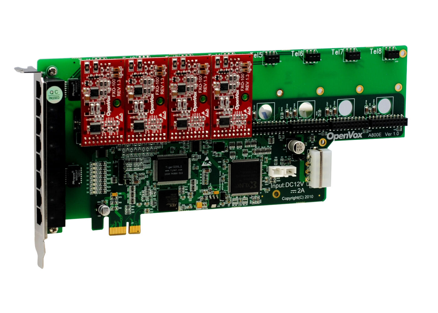 OpenVox A800E04 8 Port Analog PCI-E Base card + 0 FXS + 4 FXO