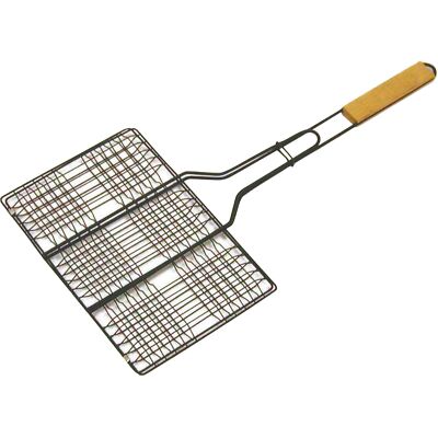 GrillPro Hamburger-Halter, Grillguthalter mit Holzgriff, Grillwender, Grillkorb