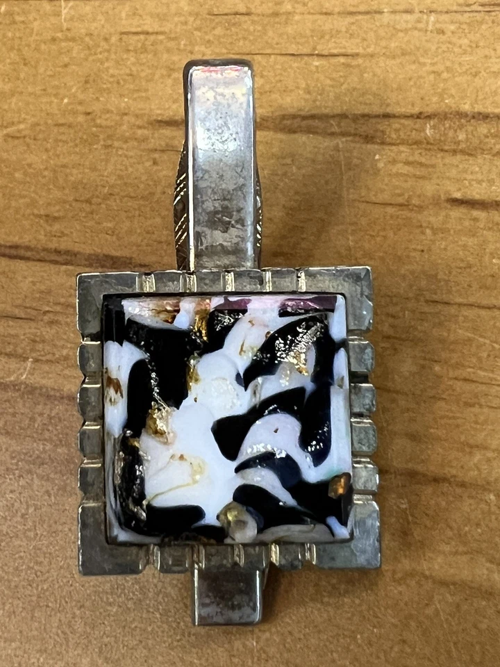 Lote de Gemelos y Clip de Corbata Negro Blanco Oro Remolino Mármol Piedra Pat. 2472958 Foto 2 de 4