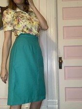Vintage, Green, Pencil / Secretary Skirt, Authentic, High Waist