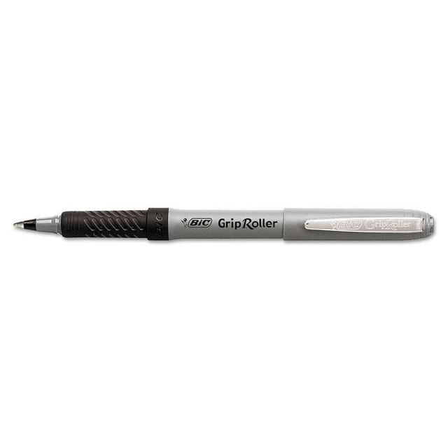 Bic grip roller pens, Fine point, 0.7mm, Black Ink, 12/pk (070330312036)