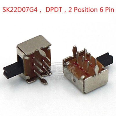 ON-OFF DPDT 2 Position 6 Pin PCB Panel Mini Horizontal Slide Switch 4mm Handle