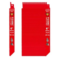 FOXBC 14/18 TPI 6 Inch Demolition Reciprocating Saw Blades Bi-Metal, 25-Pack