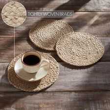 Natural Jute Trivet 8 inch Diameter Set of 3 Country Primitive Rustic Jute