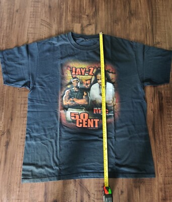 Rock The Mic Fest Jay Z 50cent rap t-shirt 2003 Size Large(?) Torn Tag