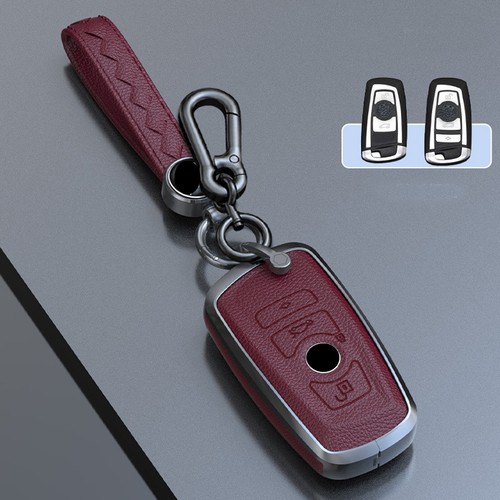 For BMW 320i 328i 528i 335i X3 X4 2011-2018 Metal Leather Smart Key Fob Cover - Picture 11 of 13