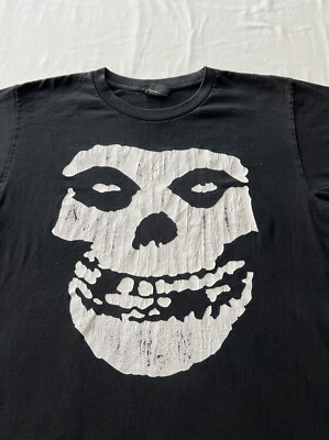 Vintage 2000s Misfits Punk Rock Band Skull Skeleton Black T-shirt