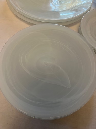 13 Piece Art Glass Alabaster Swirl Design - Dinners - Salads - Bread - Bowls - Picture 4 of 7
