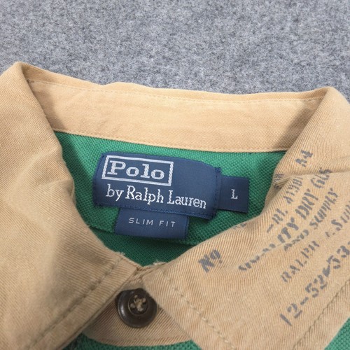 Ralph Lauren Shirt Mens LARGE Green Long Sleeve Collared Polo big pony Size L - Picture 3 of 12