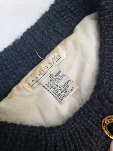 Vintage Mohair Knit Grandma Jumper 12 M Floral Embroidered Wool Cardigan Boho - Picture 19 of 23