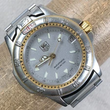 Vintage 1860 TAG Heuer Mens 400 Series Silver Tone Automatic 33mm Watch 6"