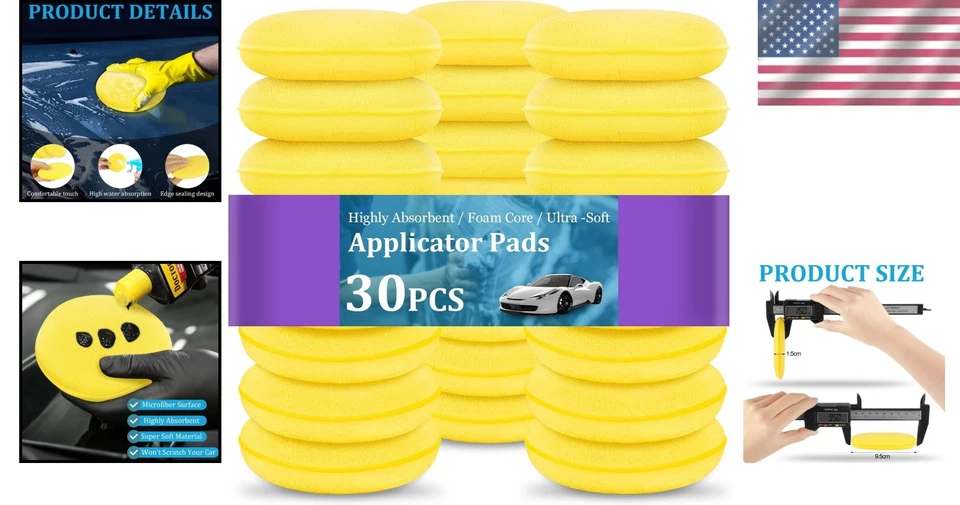 spugne per lucidatura in microfibra, 30 Pezzi Pad Applicatore Auto, Applicato... - Immagine 2 di 4