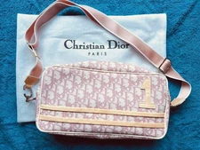 Christian Dior Trotter Shoulder Bag in Pink color Canvas for women's used rare
