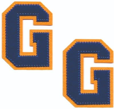 2-Pack Blue Gold Letter G Iron-On Patches (2.5'') Varsity Felt Alphabet Applique