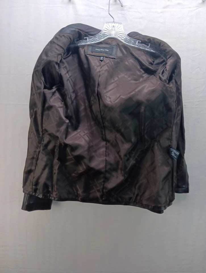 Chaqueta de Cuero Jones New York Talla: Mediana Marrón Cremallera Completa Forrada de Cuero Genuino Foto 4 de 4