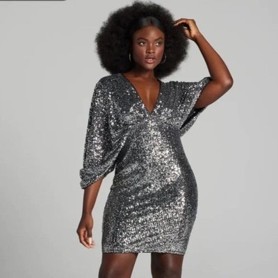 Gabrielle Union - Drape Sleeve Silver Sequin - Perfect New Years Eve Dress