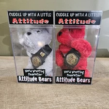 2001 WWF World Wrestling Federation  Attitude Bears Set Of 2 (The Rock ) WWE