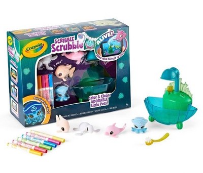 Crayola Scribble Scrubbie Glow Lagoon Ocean Pets Washable Figures Playset