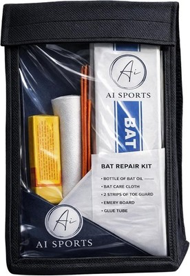 Cricketschläger Reparaturset - All-in-One Set | Kleber, Öl, Zehenschutz, Schleifpapier, Tuch