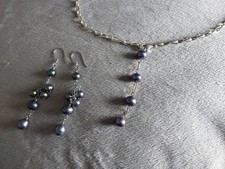 Silver Freshwater Pearl earrings and necklace used in excellent condition
